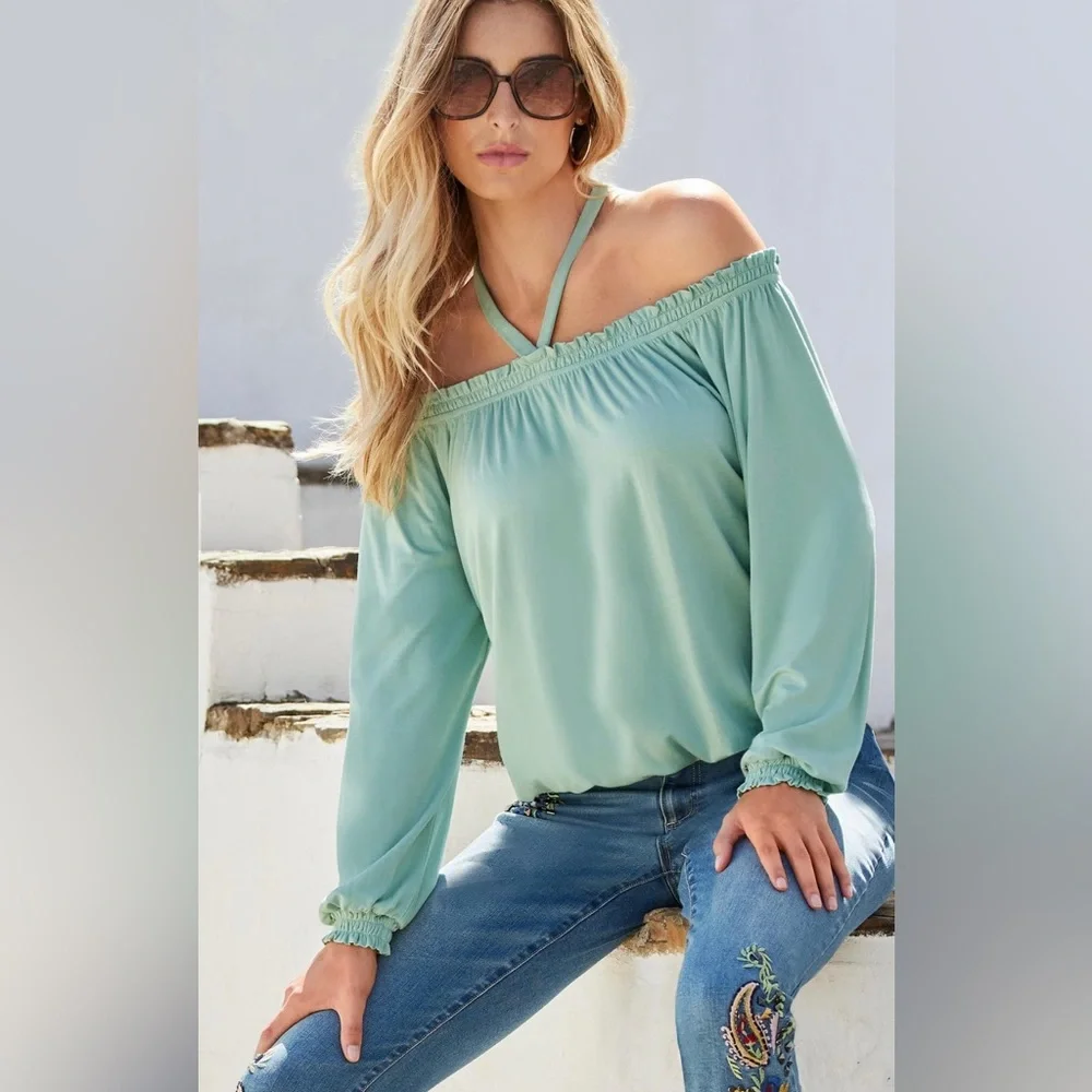 Boston Proper Halter Strap Effortless Knit Top - Picture 1 of 6